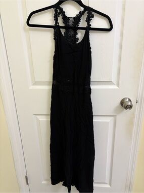 Sandro Paris - FR Size 3/US 8 - Halter Black Lace-Back Maxi Dress - Women